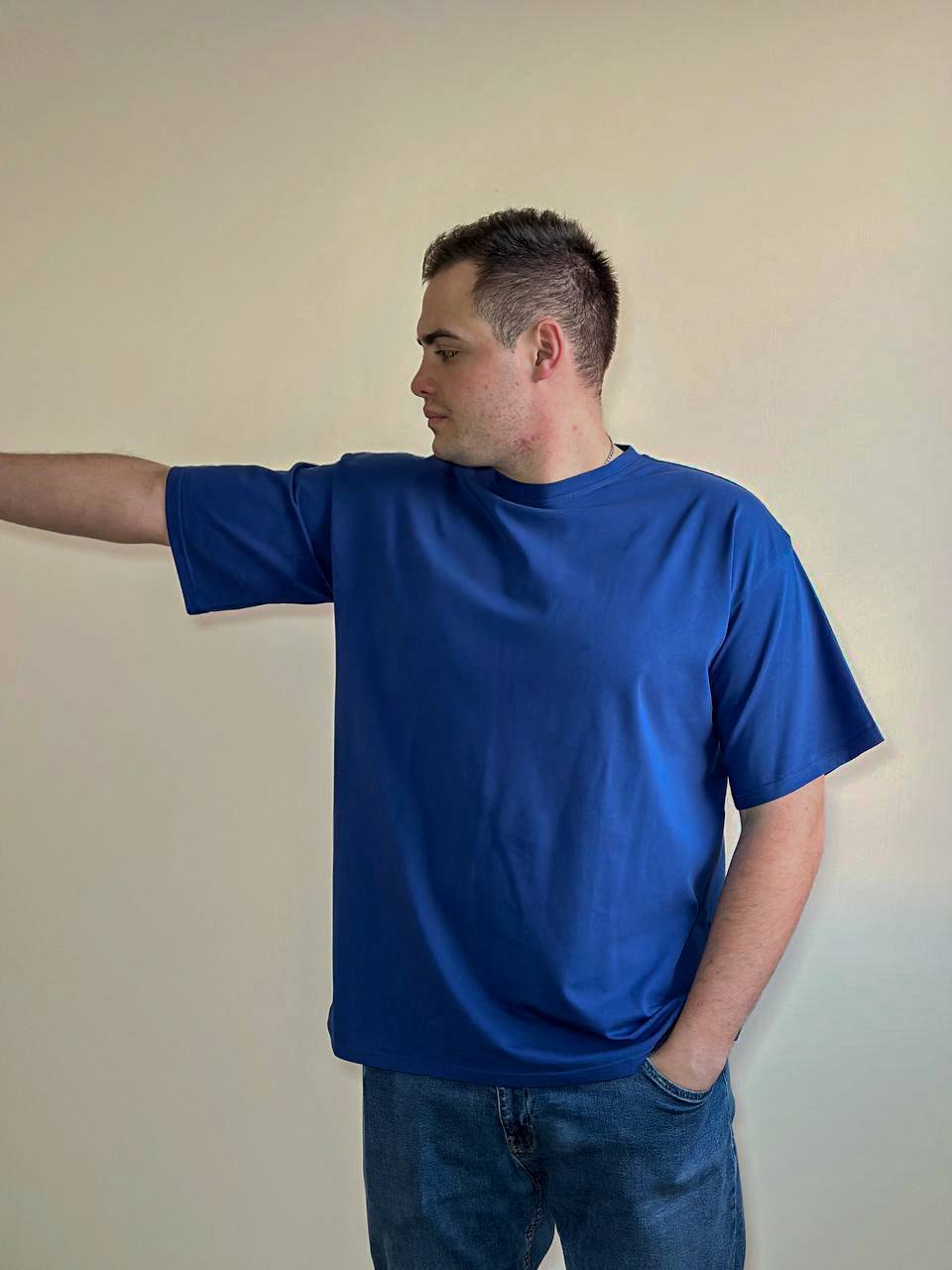 Темно-синяя футболка Oversize "ALLAZY" реальное фото